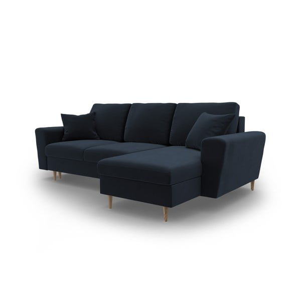 Tamno plava baršunasti sklopiva/s prostorom za odlaganje kutna garnitura Kyoto – Cosmopolitan Design-image-4