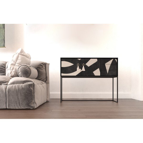 Crna/bež niska komoda 113x92 cm Freya – Really Nice Things-image-3