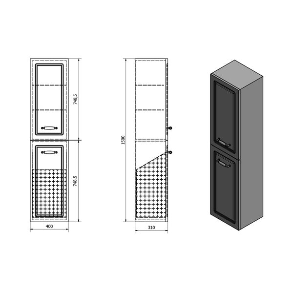 Bijeli kupaonski ormarić 40x150 cm Favolo – Sapho-image-4