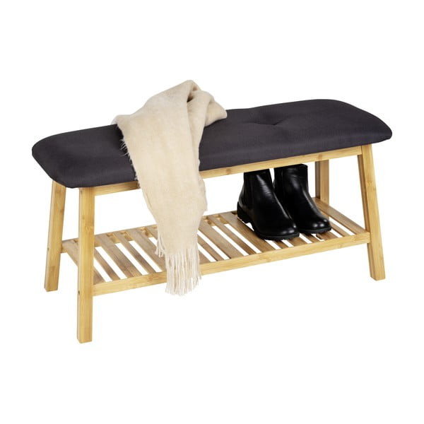 Stalak za cipele od crnog/prirodnog bambusa s klupom Ecori - Wenko-image-2