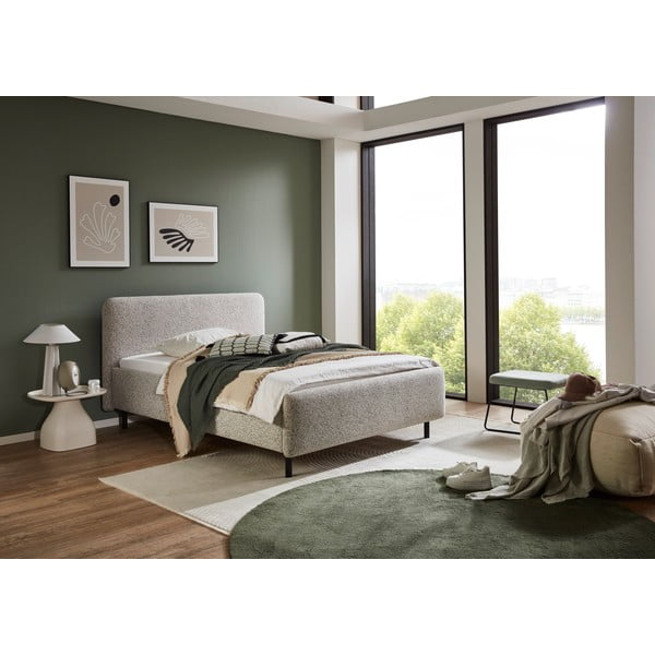 Bež tapecirani bračni krevet s prostorom za odlaganje s podnicom 140x200 cm Primo – Meise Möbel-image-1