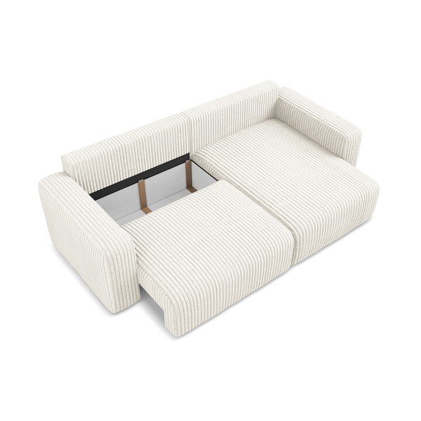 Krem sklopiva/s prostorom za odlaganje kutna garnitura od samta (s desnim kutom/s ležaljkom) Kona – Makamii-image-4