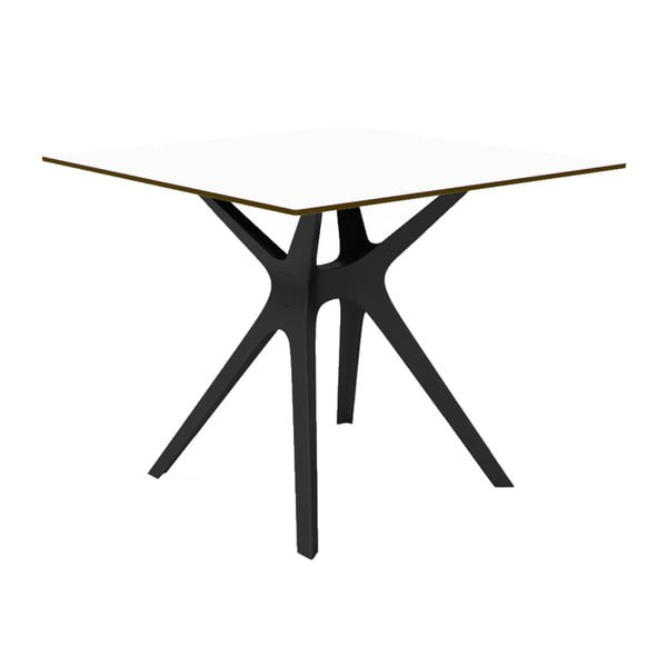 Blagovaonski stol s crnim nogama i bijelom pločom pogodan za vanjski Resol Vela, 90 x 90 cm