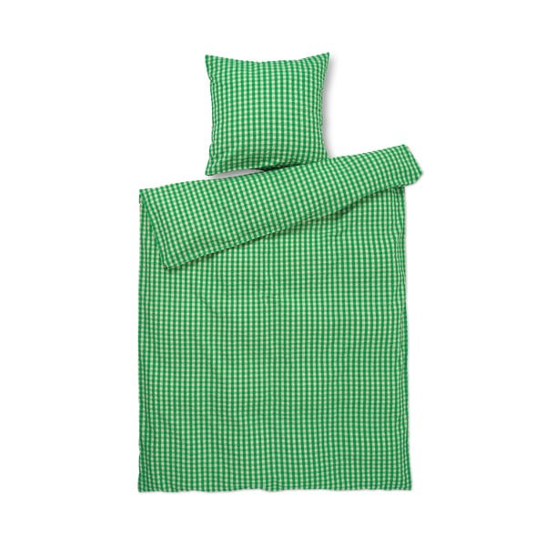 Zeleno-bež posteljina za krevet za jednu osobu-za produženi krevet od krepa 140x220 cm Bæk&Bølge – JUNA