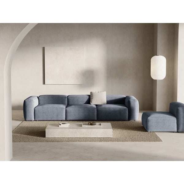 Prljavo plava sofa od samta 364 cm Bergamo – Cosmopolitan Design-image-1
