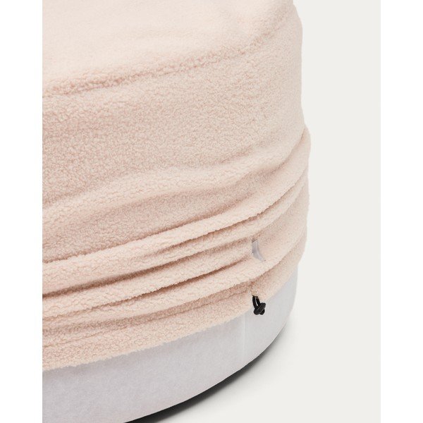 Svijetlo ružičasti tabure od bouclé tkanine Kaeli – Kave Home-image-3