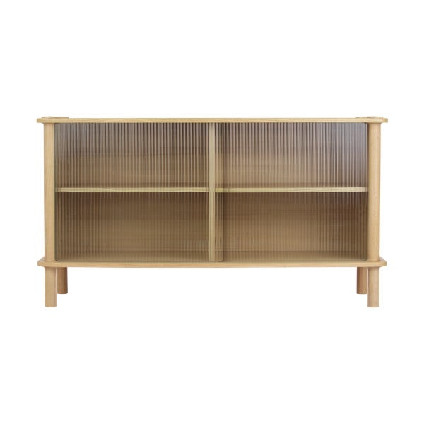 Vitrina od punog hrasta s kliznim vratima u prirodnoj boji 135x73,5x48 cm Italic – UMAGE