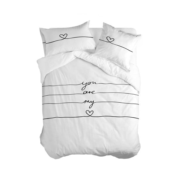 Bijela pamučna navlaka za poplun za bračni krevet 200x200 cm My love – Blanc