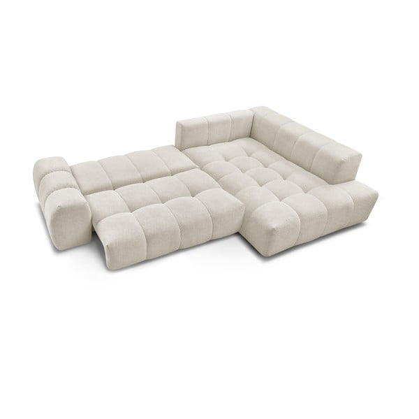 Bijela sklopiva/s prostorom za odlaganje kutna garnitura od šenila (s desnim kutom/u obliku slova L) Everest – Bobochic Paris-image-4