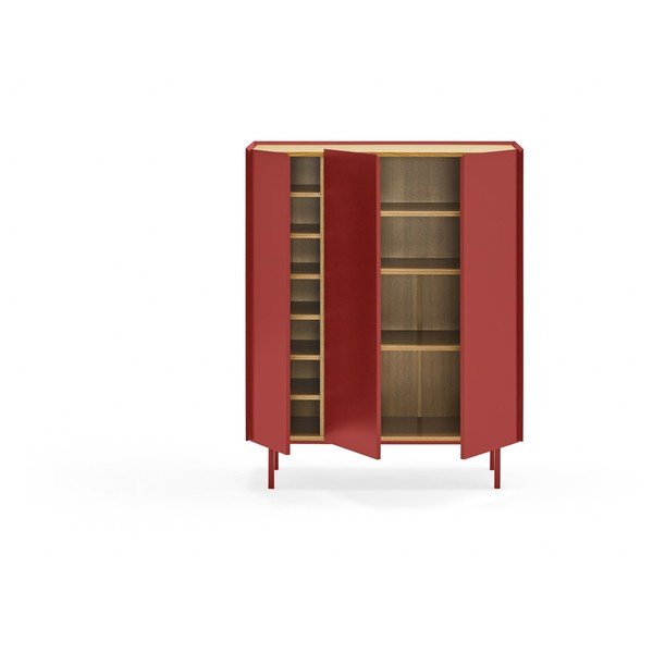 Crvena visoka komoda u dekoru hrasta 95x120 cm Arista – Teulat-image-3