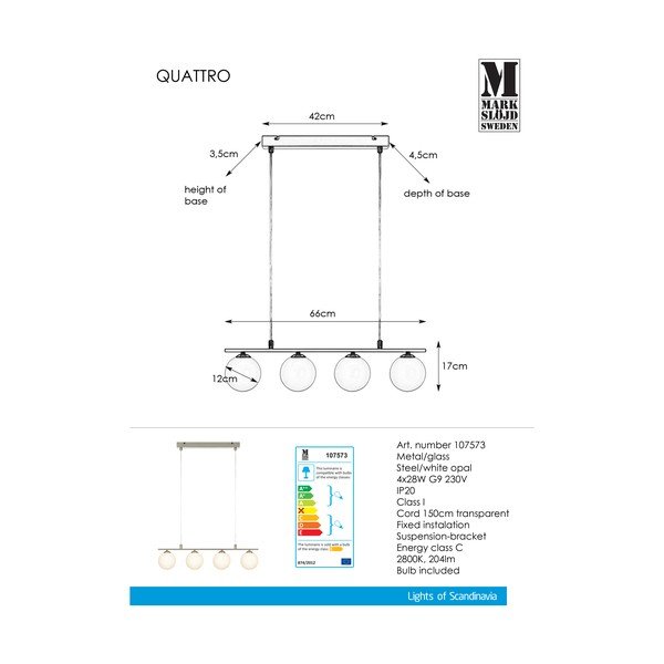 Metalna viseća svjetiljka Markslöjd Quattro-image-3
