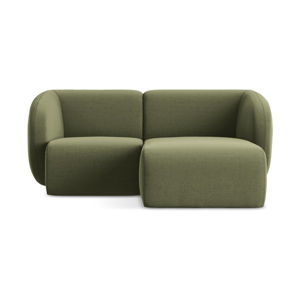 Zelena baršunasti kutna garnitura (s desnim kutom/s ležaljkom) Lani – Makamii