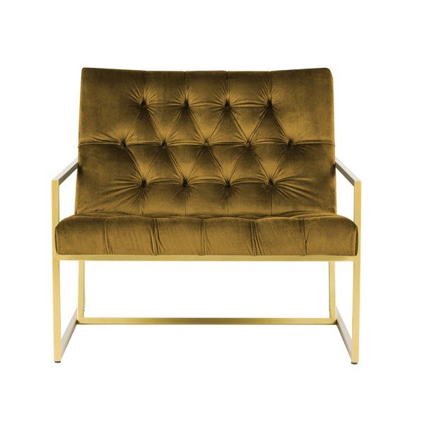 Senf žuta fotelja sa zlatnom Mazzini Sofas Bono konstrukcijom-image-2