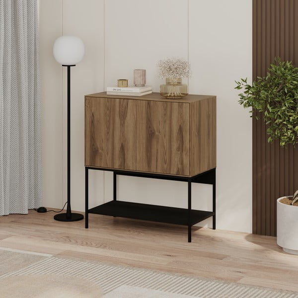 Crni/u prirodnoj boji ormarić u dekoru hrasta 80x90x40 cm Amira – Marckeric-image-1