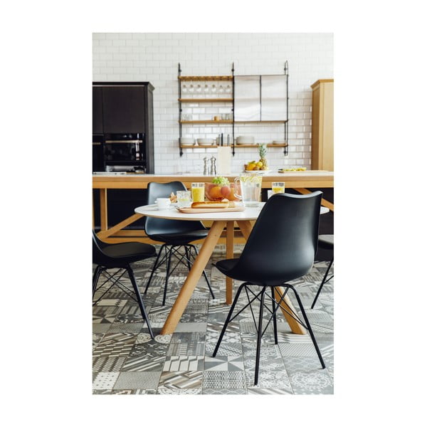 Set od 2 crne stolice s crnim metalnim nogama Bonami EssentialsEco-image-1