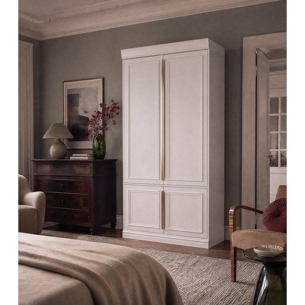 Svijetlo sivi ormar od masivnog bora 110x215x44 cm Organize – WOOOD-image-1
