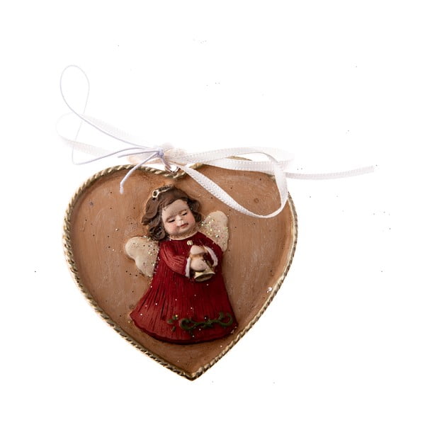 Viseći ukras u obliku srca s anđelom Dakls, duljina 5,5 cm