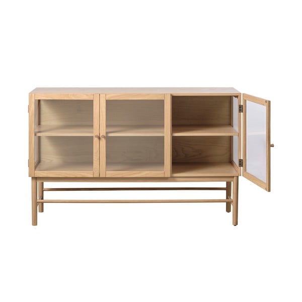 Vitrina od punog hrasta u prirodnoj boji 88x140 cm Elba – Unique Furniture-image-3