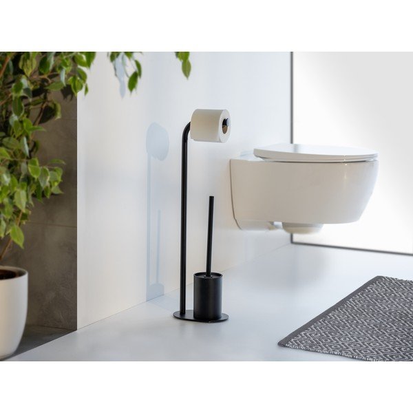 Crni željezan držač za WC papir sa četkom Levante – Wenko-image-2