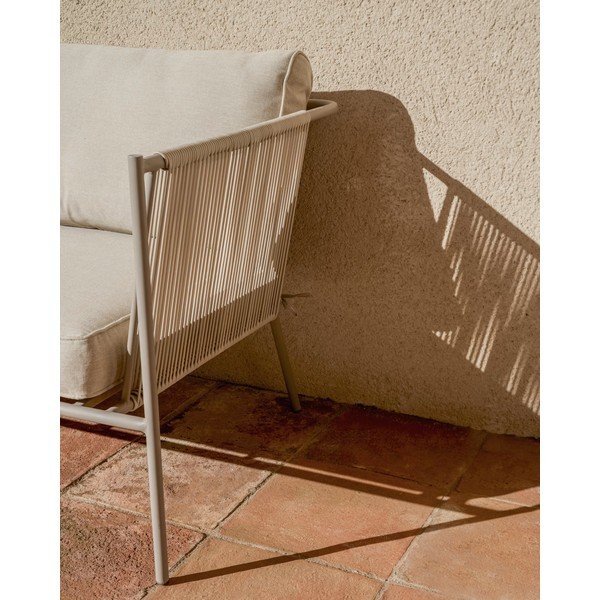 Krem/smeđe-siva metalna/podstavljena vrtna fotelja Zivia – Kave Home-image-3