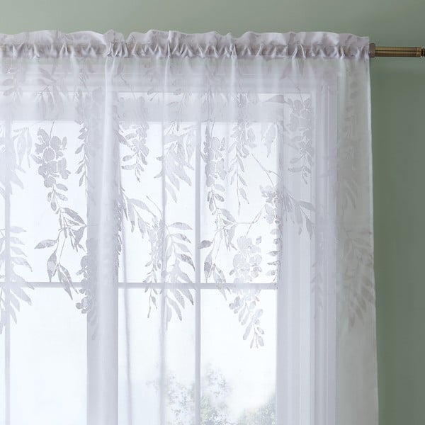 Bijela prozirna zavjesa 140x137 cm Wisteria Floral – Catherine Lansfield