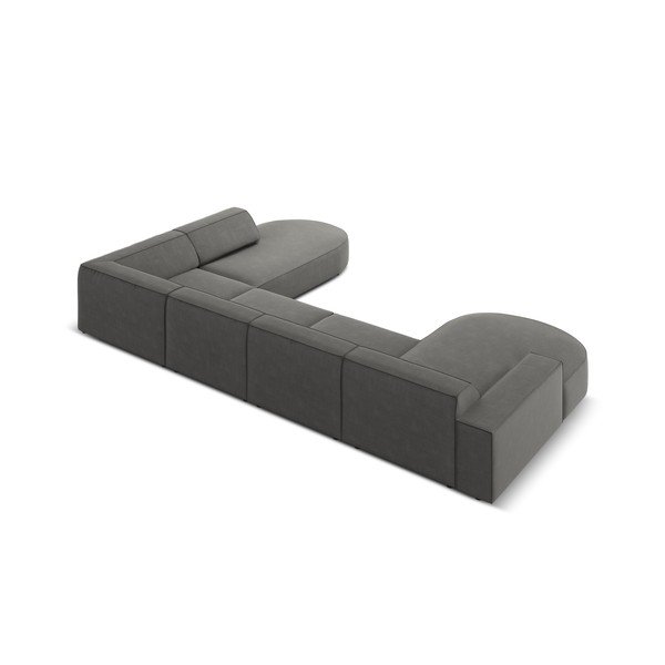 Siva baršunasta kutna garnitura (desni kut) Jodie - Micadoni Home-image-3