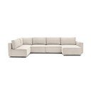Krem kutna garnitura od samta (s lijevim kutom/u obliku slova "U") Nihad modular – Bobochic Paris