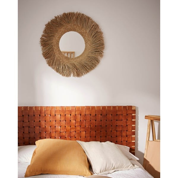 Uzglavlje kreveta od tikovine i kože Kave Home Calixta, 153 x 110 cm-image-1