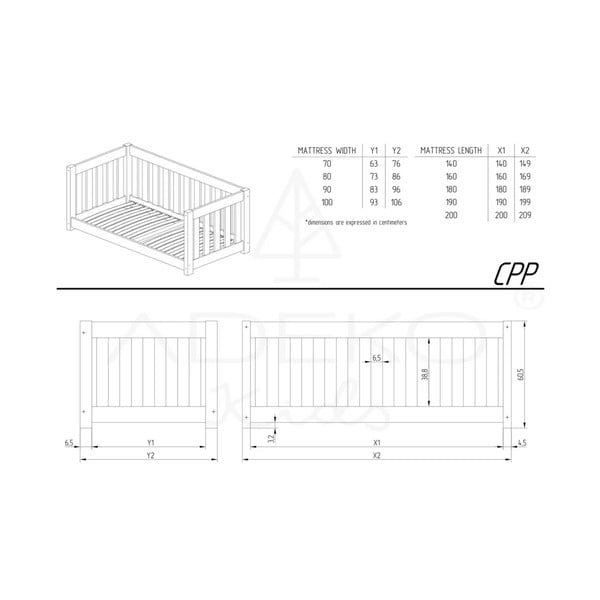 Dječji krevet od masivnog bora 80x160 cm u prirodnoj boji CPP – Adeko-image-3