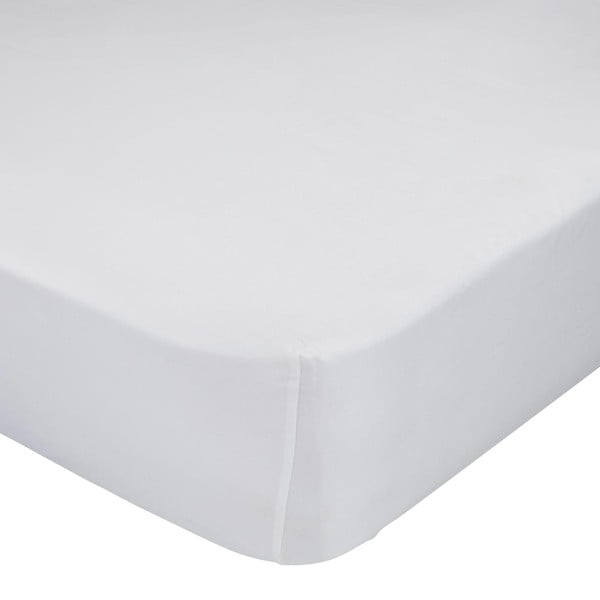 Bijela elastična plahta Happy Friday Basic, 140 x 200 cm