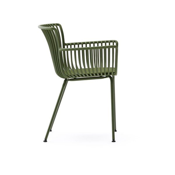 Tamno zelena metalna vrtna stolica Surpika – Kave Home-image-3