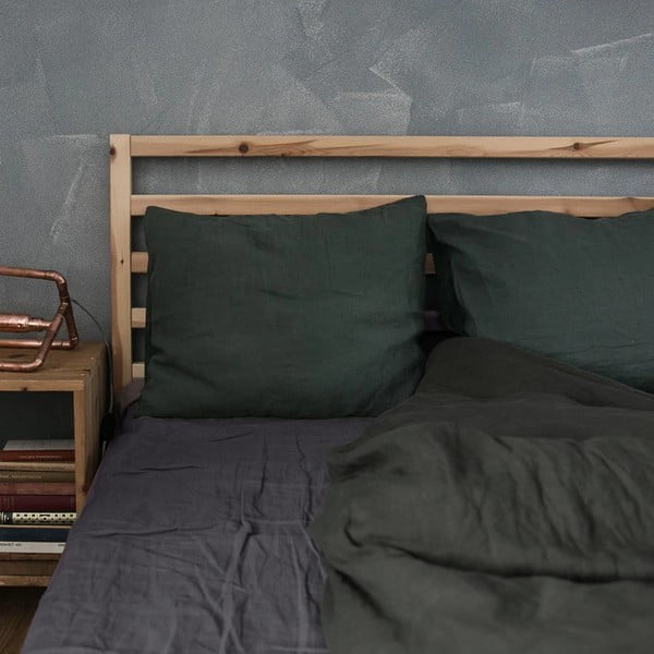 Tamnosiva lanena plahta s gumicom Linen Tales, 180 x 200 cm-image-1