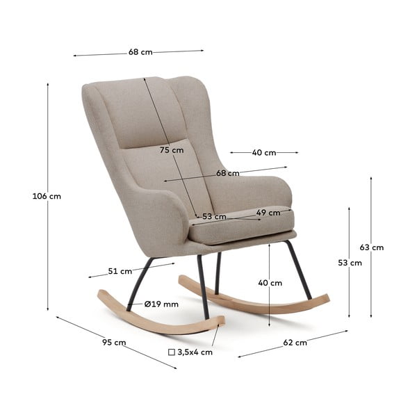 Bež fotelja za ljuljanje od bouclé tkanine Maustin – Kave Home-image-4