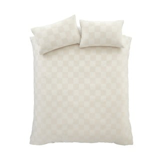 Krem posteljina za bračni krevet/za produženi krevet od boucle tkanine 230x220 cm Cosy Checkerboard – Catherine Lansfield