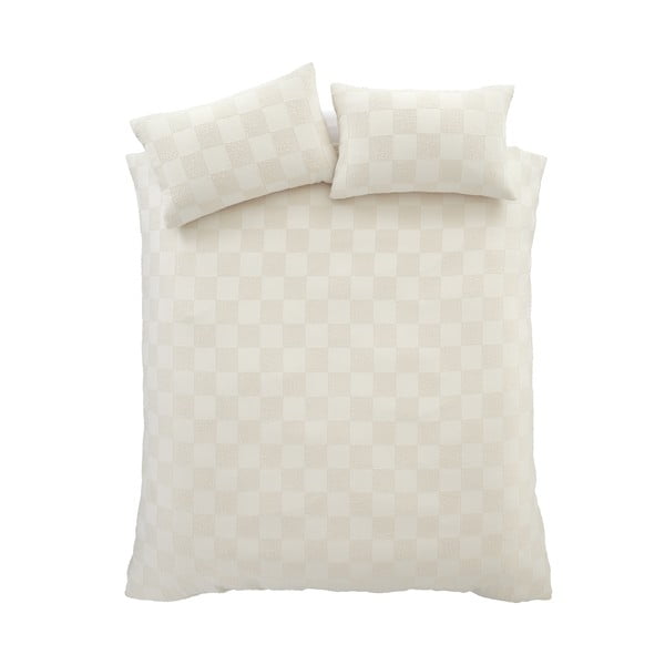 Krem posteljina za bračni krevet/za produženi krevet od boucle tkanine 230x220 cm Cosy Checkerboard – Catherine Lansfield