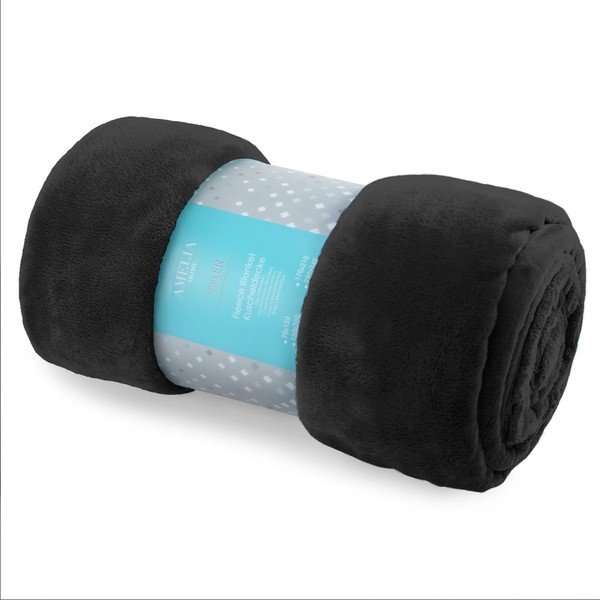 Crna deka od mikrovlakana AmeliaHome Tyler, 70 x 150 cm-image-2