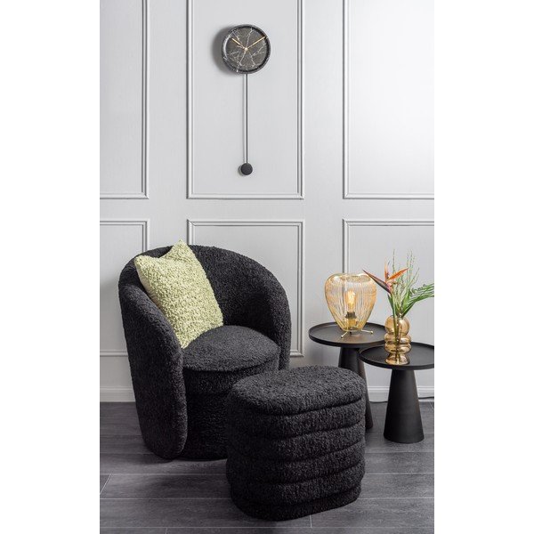 Crna fotelja od bouclé tkanine Cuddly  – Leitmotiv-image-1