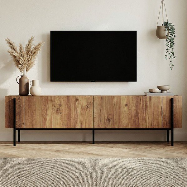 TV komoda u dekoru bora u prirodnoj boji 180x45x30 cm Nexus – Kalune Design-image-3