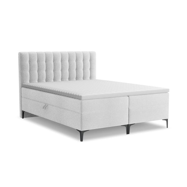 Boxspring krevet s prostorom za odlaganje 160x200 cm u srebrnoj boji Puhala – Makamii