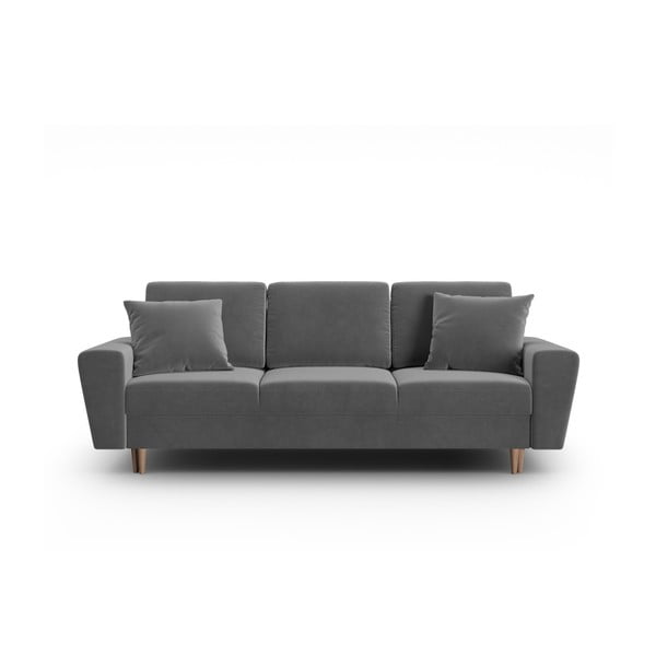 Svijetlo siva baršunasti sklopiva/s prostorom za odlaganje sofa 235 cm Kyoto – Cosmopolitan Design