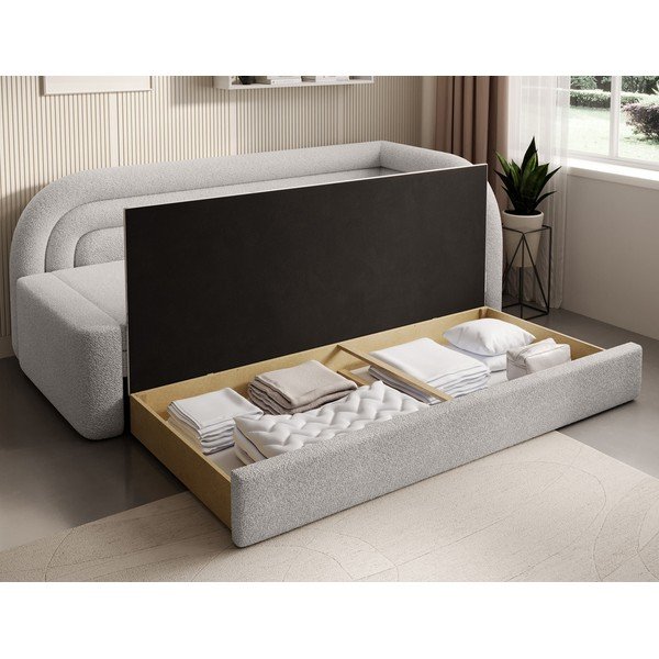 Krem sklopiva/s prostorom za odlaganje sofa od bouclé tkanine s desnim kutom 223 cm Fabillo – ELTAP-image-4