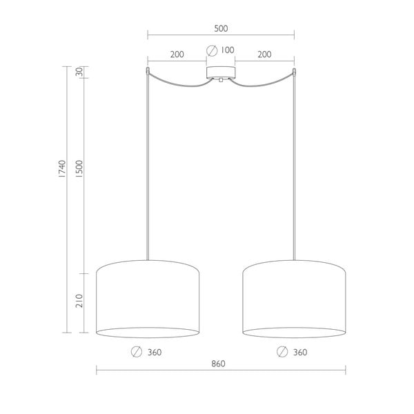 Crna dvokraka viseća lampa s unutrašnjosti zlatne boje Sotto Luce Mika, ⌀ 36 cm-image-2