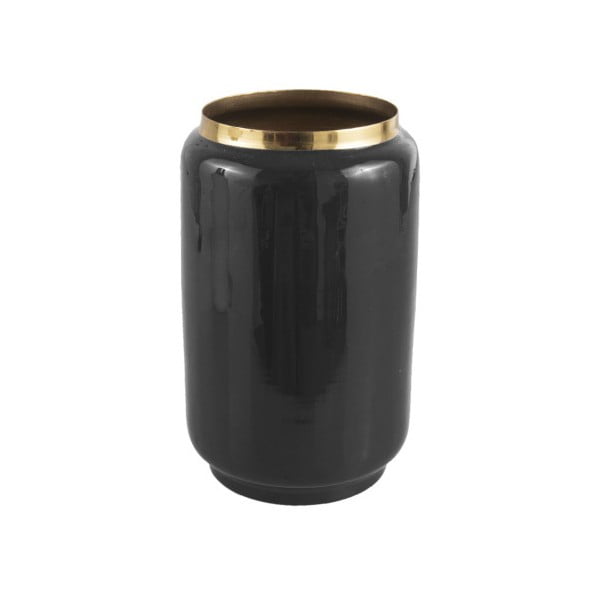 Crna vaza s detaljima u zlatnoj boji PT LIVING Flare, visina 22 cm