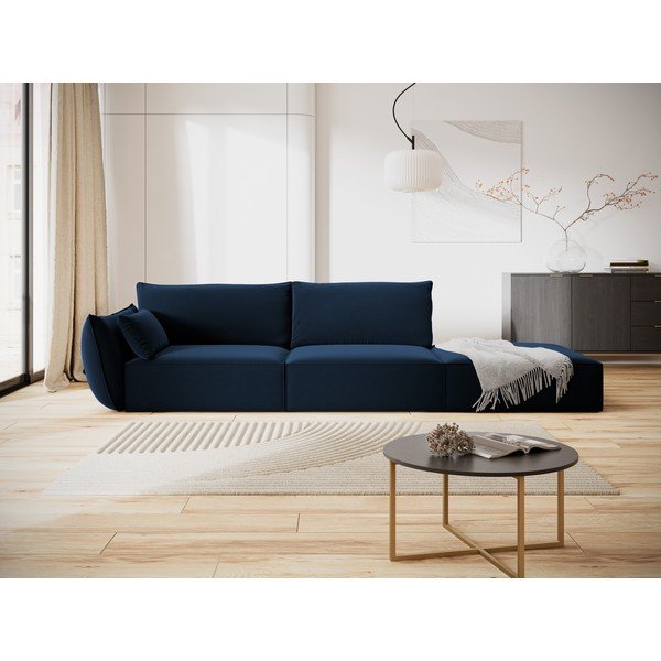 Tamno plava baršunasta sofa s lijevim kutom 264 cm Vanda – Mazzini Sofas-image-1