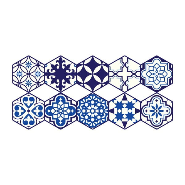 Set od 10 podnih naljepnica Ambiance Hexagons Jena, 40 x 90 cm