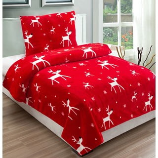 Crvena mikroplišana posteljina za krevet za jednu osobu My House Dasher, 140 x 200 cm