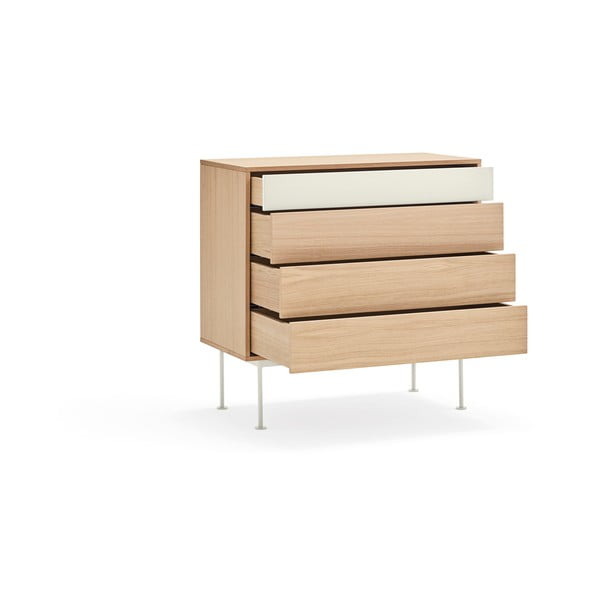 Kremasto bijela komoda s hrastovim furnirom s ladicama Teulat Yoko-image-2