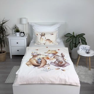 Bež pamučna dječja posteljina za dječji krevetić 100x135 cm Animals "Woodland" – Jerry Fabrics