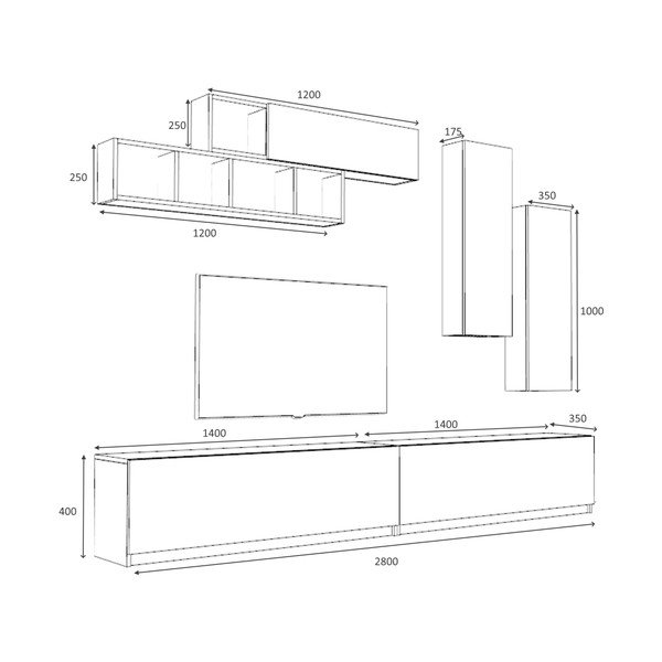 Bijeli TV stol 140x40 cm Dona - Gauge Concept-image-3