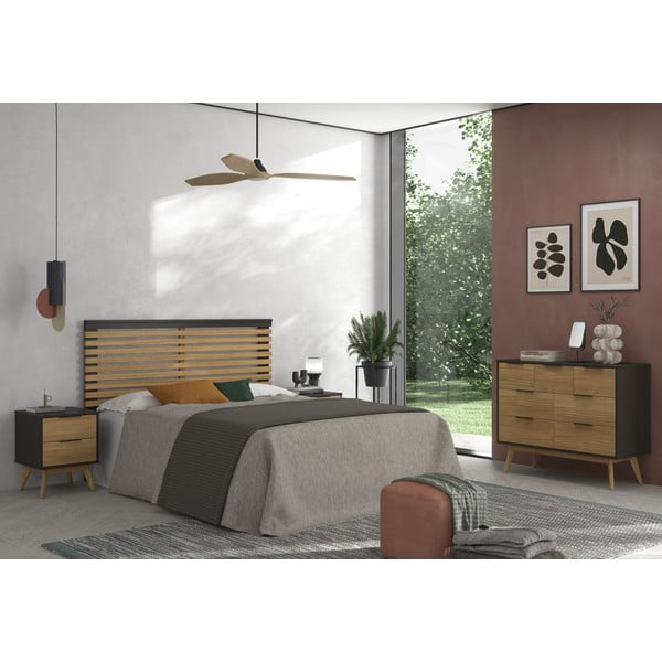 Crno/u prirodnoj boji uzglavlje od masivnog bora 163x100 cm Lavis – Marckeric-image-1